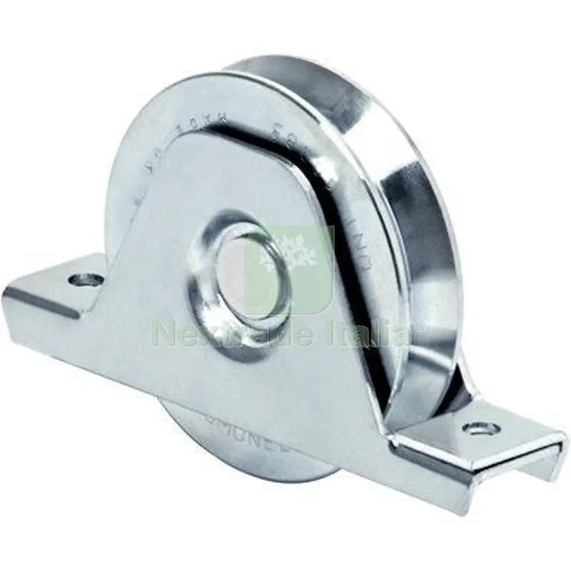 2PZ Ruota Cancello a Saldare Gola V 335 Comunello Zincata Supporto Interno + Cuscinetto MM 80 KG 180 — Ferramenta porte e finestre — rif. FERX.VIR4400231