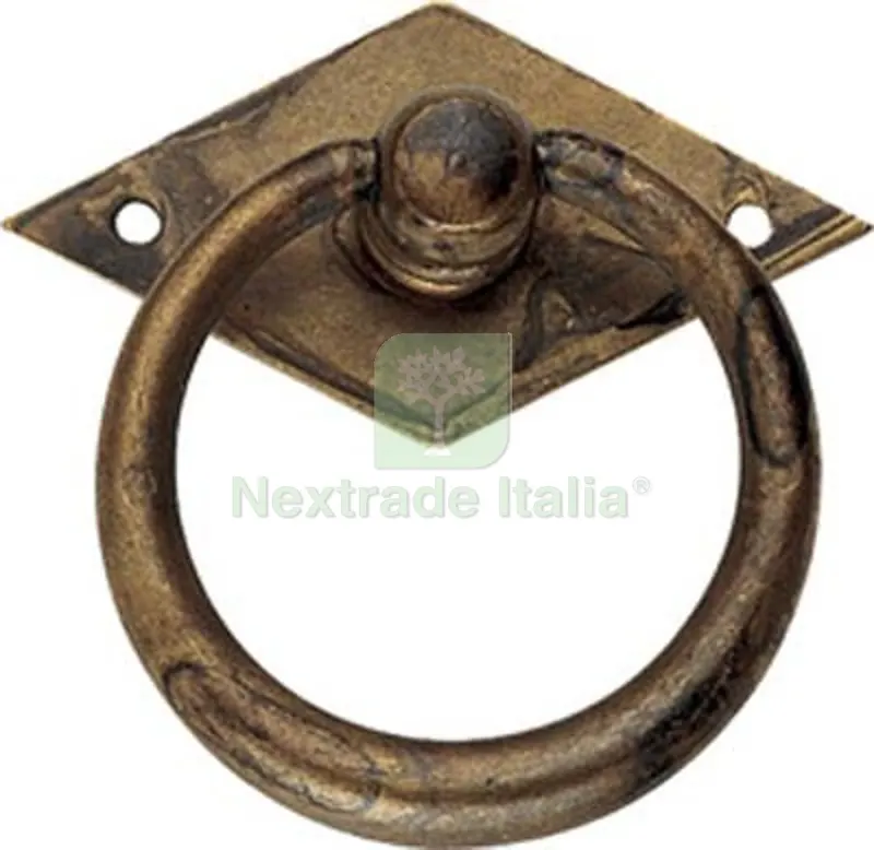 5PZ Maniglietta Mobili Antico MG28 Metalstyle Zama Ottone Anticato + Base MM 50X50 Fin Ottone Antico — Maniglie e pomelli — rif. FERX.VIR4440669