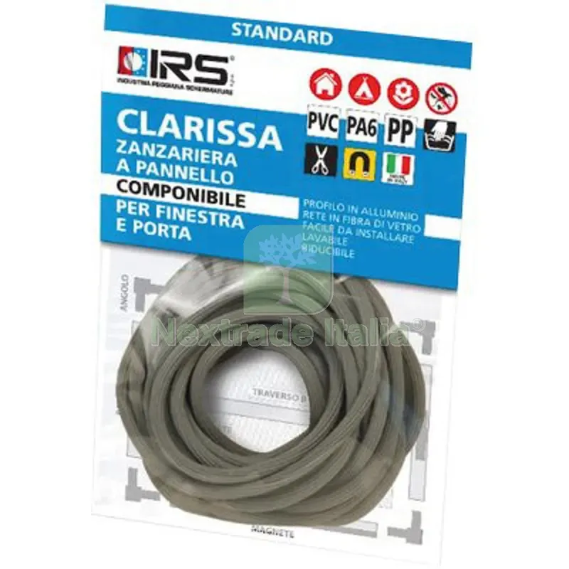 TONDINO FISSA ZANZARIERA CLARISSA IRS GOMMA GRIGIA MT 5 Colore Grigio — Tende e zanzariere — rif. FERX.VIR5933274