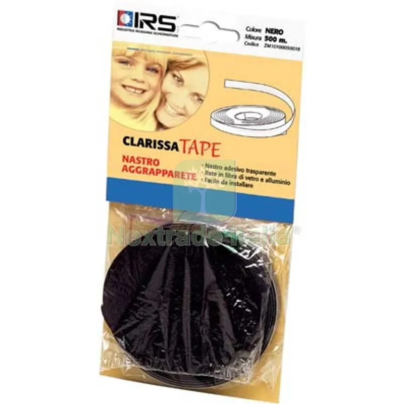 2PZ Nastro Aggrappa Zanzariera Clarissa Tape Self IRS Adesivo Nero ML 5 x Rete Fibra Colore Nero L MT 5 — Tende e zanzariere — rif. FERX.VIR5933277 2PZ Nastro Aggrappa Zanzariera Clarissa Tape Self IRS Adesivo Nero ML 5 x Rete Fibra Colore Nero L MT 5 — Tende e zanzariere — rif. FERX.VIR5933277