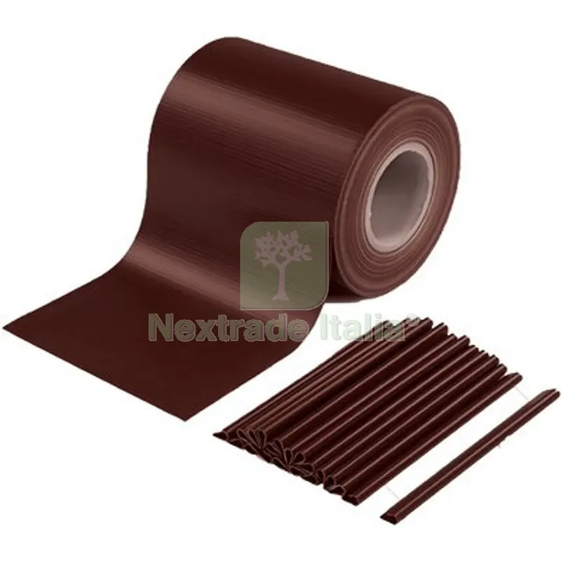 Fascia Coprente Ringhiere Effe PVC Marrone H.CM 19 MT 35 + 20 Clips Colore Marrone — Accessori recinzione — rif. FERX.VIR5953949 Fascia Coprente Ringhiere Effe PVC Marrone H.CM 19 MT 35 + 20 Clips Colore Marrone — Accessori recinzione — rif. FERX.VIR5953949