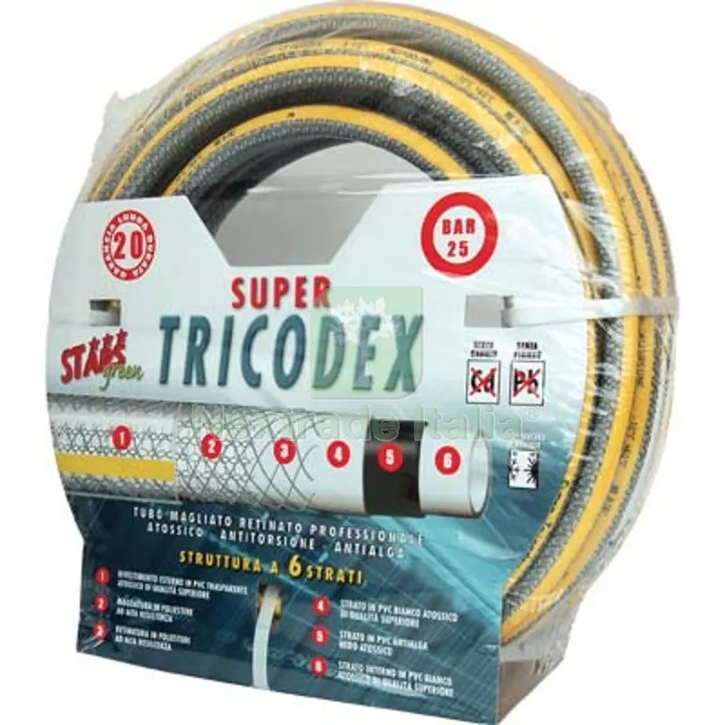 TUBO IRRIGAZIONE MAGLIATO SUPER TRICODEX STARS MM 12 1/2 MT 15 DIAMETRO POLLICI 1/2" — Irrigazione — rif. FERX.VIR6119020 TUBO IRRIGAZIONE MAGLIATO SUPER TRICODEX STARS MM 12 1/2 MT 15 DIAMETRO POLLICI 1/2" — Irrigazione — rif. FERX.VIR6119020
