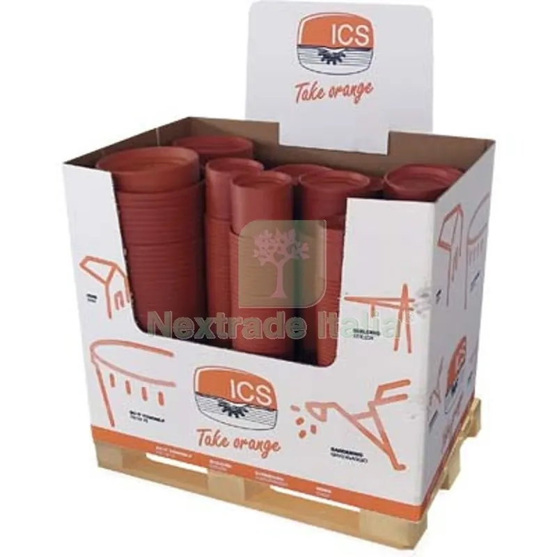 VASO TONDO + SOTTOVASO JUMBOX THEA ICS PP TERRACOTTA CM 26/45 CF=PZ 450 — Vasi e fioriere — rif. FERX.VIR6120004