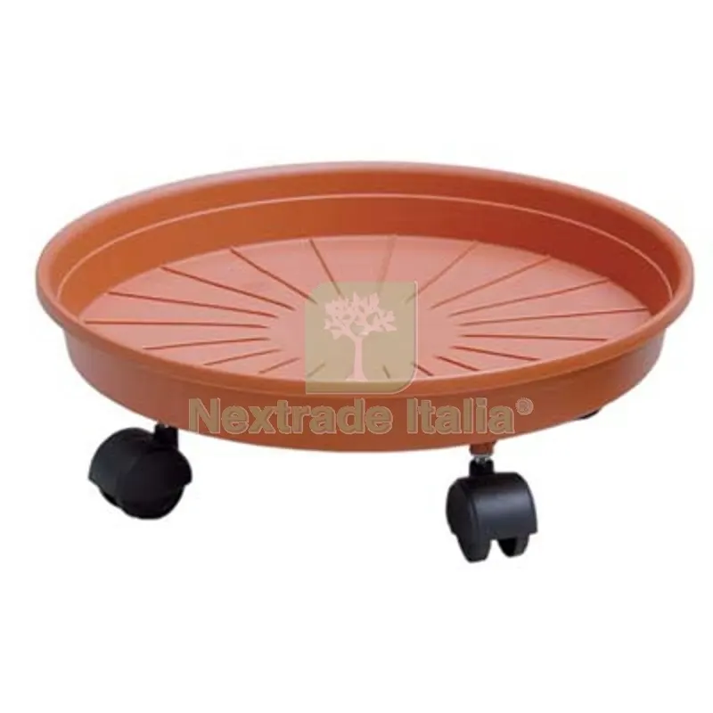 6PZ Sottovaso Tondo + Ruote Margherita ICS PP Terracotta x Vaso CM 25 CM 25x6 — Vasi e fioriere — rif. FERX.VIR6120625