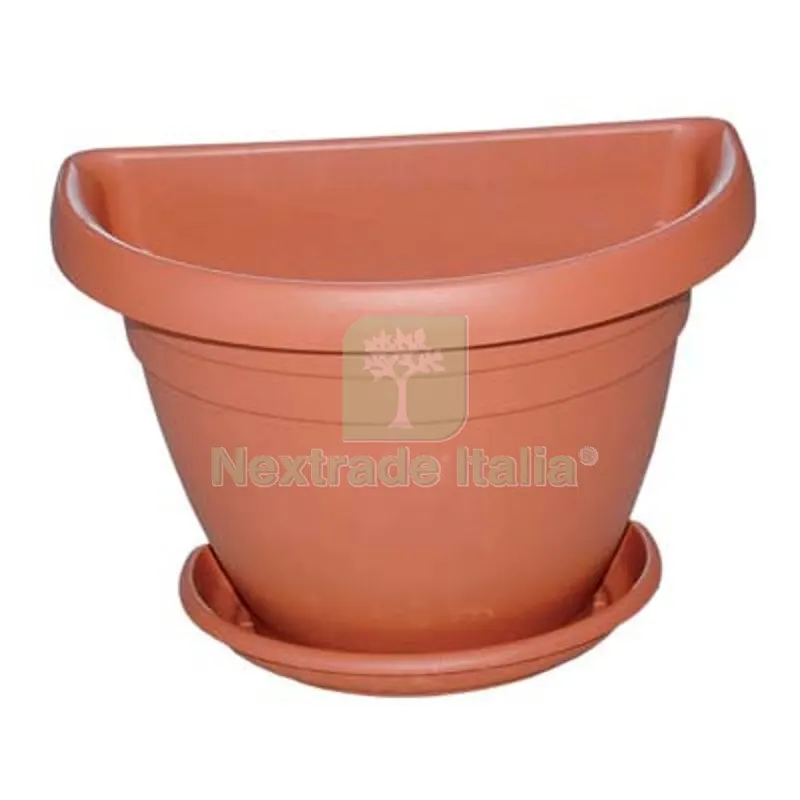 4PZ Vaso + Sottovaso Mezzotondo Mimosa ICS PP Terracotta CM 40X23 H.CM 26 CM 40x43x26 — Vasi e fioriere — rif. FERX.VIR6120804 4PZ Vaso + Sottovaso Mezzotondo Mimosa ICS PP Terracotta CM 40X23 H.CM 26 CM 40x43x26 — Vasi e fioriere — rif. FERX.VIR6120804