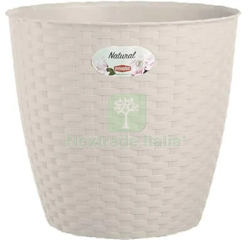 4PZ Vaso Rattan Tondo Natural Stefanplast PP Bianco CM 19 H.CM 17,5 CM 19x17,5 Colore Bianco — Vasi e fioriere — rif. FERX.VIR6130010 4PZ Vaso Rattan Tondo Natural Stefanplast PP Bianco CM 19 H.CM 17,5 CM 19x17,5 Colore Bianco — Vasi e fioriere — rif. FERX.VIR6130010