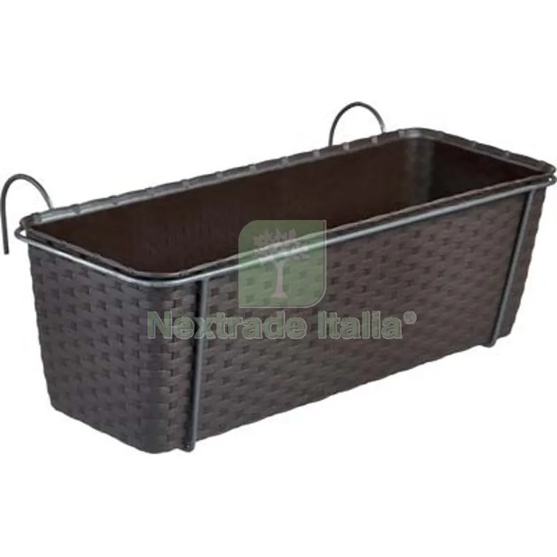 Cassetta + Riserva +BALCONIERA Natural Stefanplast PP Rattan Moka CM 50X18 H.CM 16 CM 50x18x16 Colore Moka — Vasi e fioriere — rif. FERX.VIR6130061