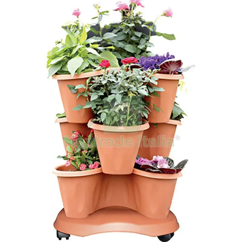 Vaso Trifoglio + Sottovaso + Ruote Bama PP Terracotta D.CM 40 H.CM 51 CF=PZ 3 CM 40x51 — Vasi e fioriere — rif. FERX.VIR6200102 Vaso Trifoglio + Sottovaso + Ruote Bama PP Terracotta D.CM 40 H.CM 51 CF=PZ 3 CM 40x51 — Vasi e fioriere — rif. FERX.VIR6200102
