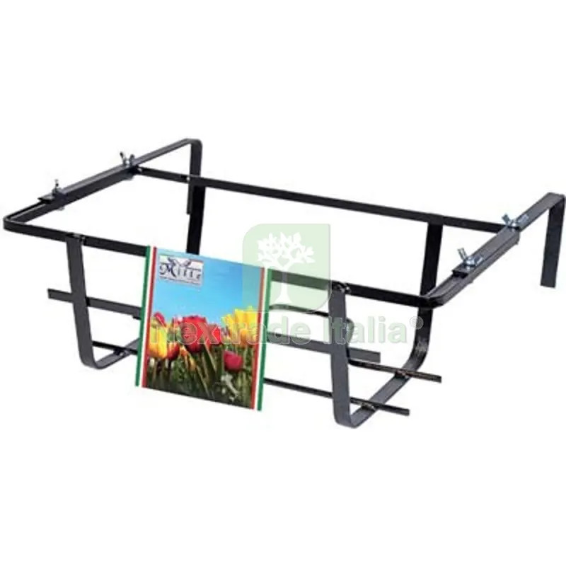 5PZ Balconiera Tulipano Regolabile Ferro Battuto Vern Nero CM 50X22 H.CM 15 CM 50x22x18 — Vasi e fioriere — rif. FERX.VIR6222005
