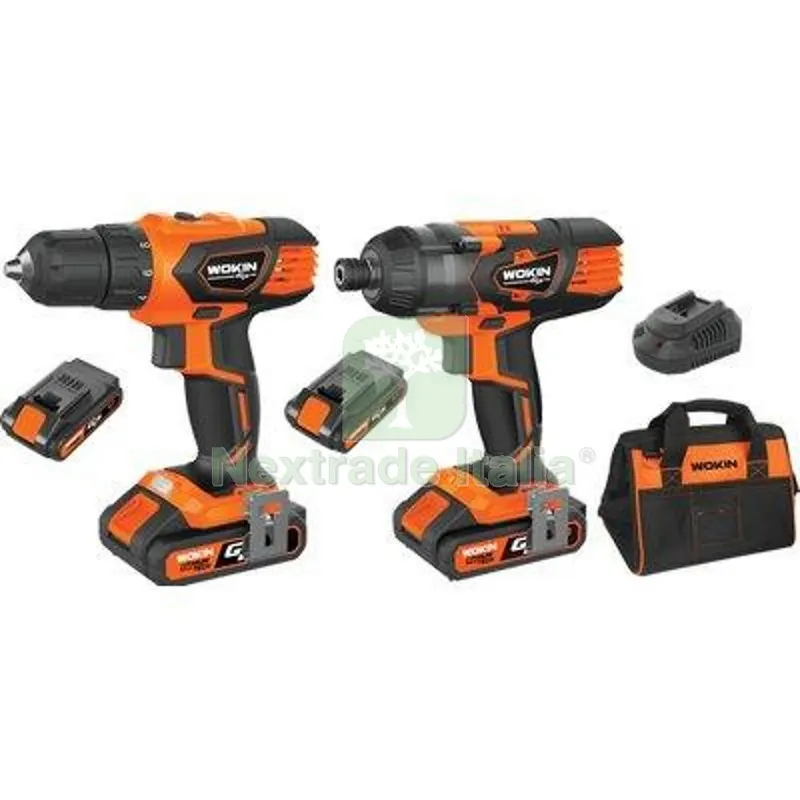 TRAPANO + AVVIT IMPULSI BATT GP20V 628002 WOKIN VOLT 20X2 AH 2,0 1/4" + BORSA — Trapani e avvitatori — rif. FERX.VIR7006322 TRAPANO + AVVIT IMPULSI BATT GP20V 628002 WOKIN VOLT 20X2 AH 2,0 1/4" + BORSA — Trapani e avvitatori — rif. FERX.VIR7006322
