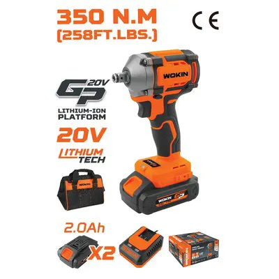AVVITATORE IMPULSI BATTERIA GP20V 620333 WOKIN VOLT 20X2 AH 2,0 BRUSHLESS + BORSA — Trapani e avvitatori — rif. FERX.VIR7006349 AVVITATORE IMPULSI BATTERIA GP20V 620333 WOKIN VOLT 20X2 AH 2,0 BRUSHLESS + BORSA — Trapani e avvitatori — rif. FERX.VIR7006349