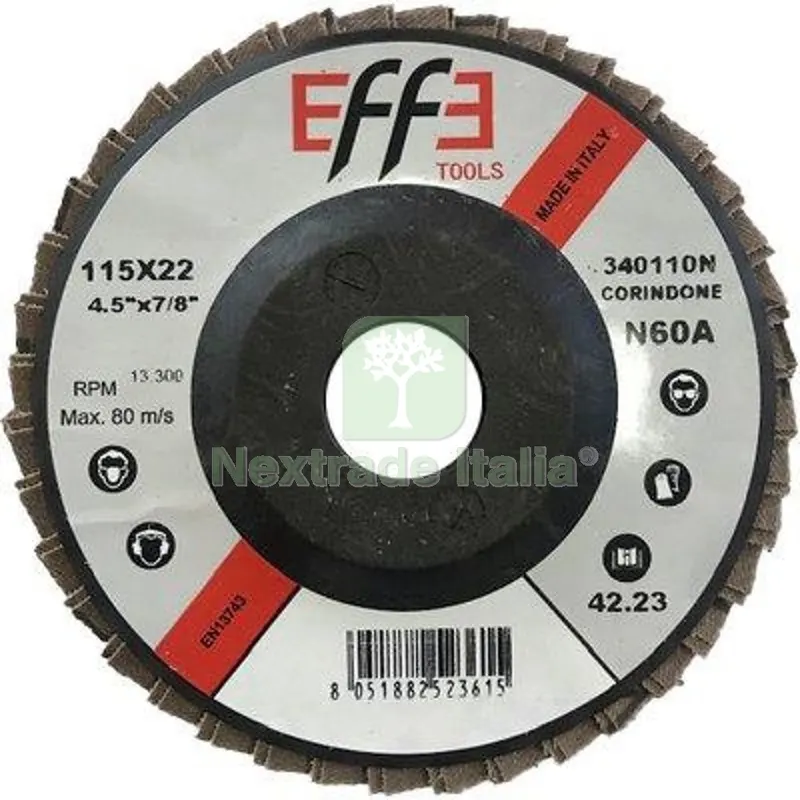 10PZ DISCO LAMELLE RADIALI CORINDONE EFFE MM 115X22,2 GRANA 40 GR 40 — Punte, frese e dischi — rif. FERX.VIR7130807
