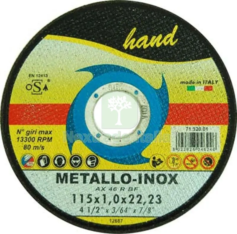 50PZ Disco Abrasivo Taglio Ferro Hand MM 115X22,2 H.MM 1,0 — Punte, frese e dischi — rif. FERX.VIR7132001 50PZ Disco Abrasivo Taglio Ferro Hand MM 115X22,2 H.MM 1,0 — Punte, frese e dischi — rif. FERX.VIR7132001