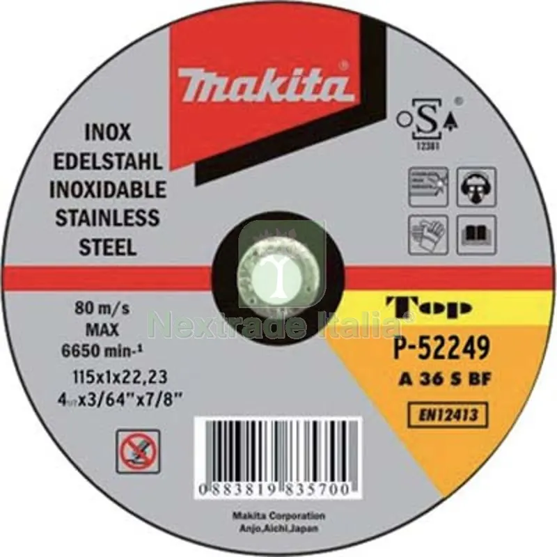 50PZ DISCO ABRASIVO TAGLIO FERRO MAKITA MM 115X22,2 H.MM 1,6 — Punte, frese e dischi — rif. FERX.VIR7132602
