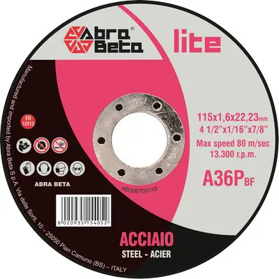 50PZ Disco Abrasivo Taglio Ferro Abrabeta MM 115X22,2 H.MM 1,6 — Punte, frese e dischi — rif. FERX.VIR7133712