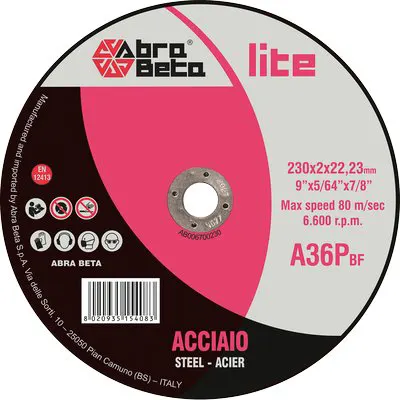 25PZ Disco Abrasivo Taglio Ferro Abrabeta MM 230X22,2 H.MM 2,0 — Punte, frese e dischi — rif. FERX.VIR7133719