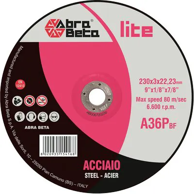 25PZ Disco Abrasivo Taglio Ferro Abrabeta MM 230X22,2 H.MM 3,0 — Punte, frese e dischi — rif. FERX.VIR7133720