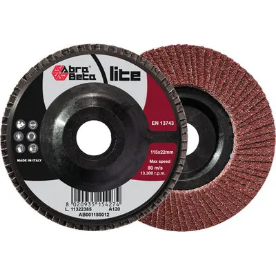 20PZ DISCO LAMELLE RADIALI CORINDONE ABRABETA MM 115X22 GRANA 120 — Punte, frese e dischi — rif. FERX.VIR7133754 20PZ DISCO LAMELLE RADIALI CORINDONE ABRABETA MM 115X22 GRANA 120 — Punte, frese e dischi — rif. FERX.VIR7133754