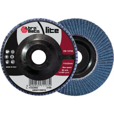 20PZ DISCO LAMELLE RADIALI ZIRCONIO ABRABETA MM 115X22 GRANA 100 — Punte, frese e dischi — rif. FERX.VIR7133759 20PZ DISCO LAMELLE RADIALI ZIRCONIO ABRABETA MM 115X22 GRANA 100 — Punte, frese e dischi — rif. FERX.VIR7133759