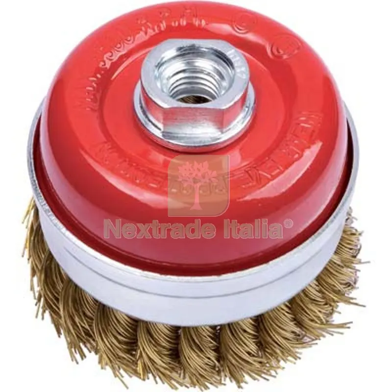 SPAZZOLA ACCIAIO RITORTO A TAZZA + FILETTO PG 485.70 MM 65 F.M14 Mod 485.70 — Punte, frese e dischi — rif. FERX.VIR7138075