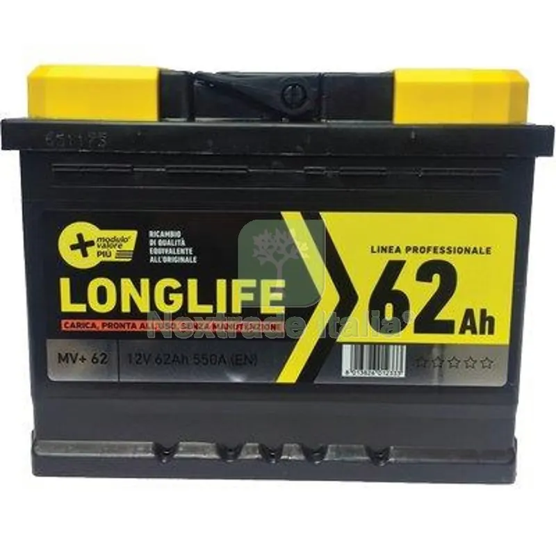 Batteria Auto Modulo Valore + AH 62 DX Spunto 550A MM 242X175 H.MM 190 a 550A MM 242x190x175 — Batterie e caricabatterie — rif. FERX.VIR7340024 Batteria Auto Modulo Valore + AH 62 DX Spunto 550A MM 242X175 H.MM 190 a 550A MM 242x190x175 — Batterie e caricabatterie — rif. FERX.VIR7340024