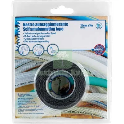 6PZ NASTRO AUTOAGGLOMERANTE EUROCEL NERO MM 25 ML 3,0 SP MM 0,75 L MT 3 — Cavi e fili — rif. FERX.VIR7400185