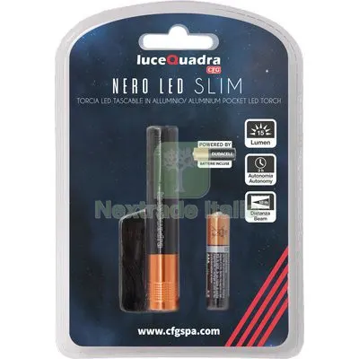 2PZ Torcia LED Nero LED Slim Expo Luce Quadra Watt 0,5 1XMINI Stilo AAA Inclusa — Illuminazione — rif. FERX.VIR7400859 2PZ Torcia LED Nero LED Slim Expo Luce Quadra Watt 0,5 1XMINI Stilo AAA Inclusa — Illuminazione — rif. FERX.VIR7400859