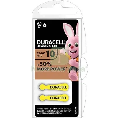 10CF PILA APPARECCHIO ACUSTICO EASY TAB 10 DURACELL GIALLO CF=PZ 6 Colore Giallo Mod 10 — Batterie e caricabatterie — rif. FERX.VIR7402056 10CF PILA APPARECCHIO ACUSTICO EASY TAB 10 DURACELL GIALLO CF=PZ 6 Colore Giallo Mod 10 — Batterie e caricabatterie — rif. FERX.VIR7402056