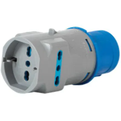 2PZ ADATTATORE TRIPLO SPINA BLU-16A+SCHUKO 73100 VB 2P+T 16A IP44 — Interruttori e prese — rif. FERX.VIR7402818