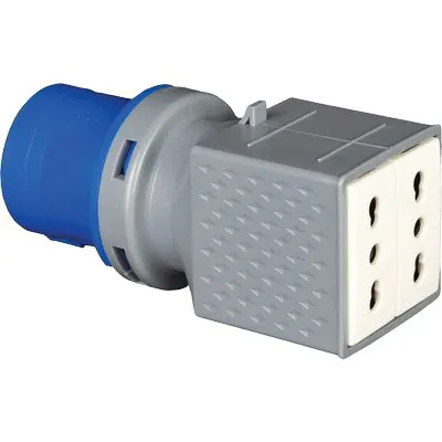 2PZ Adattatore Spina BLU-16A Bipasso Doppia 77000 VB 2P+T 16A IP44 — Illuminazione — rif. FERX.VIR7402822