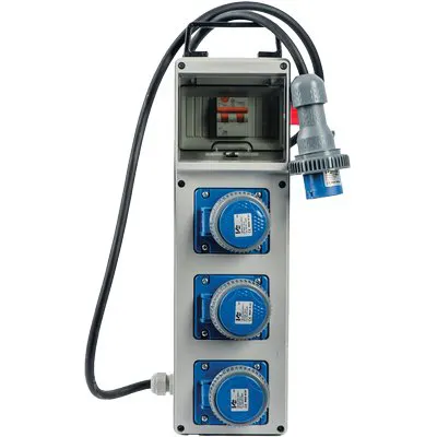 Quadro Distribuzione Blu + Pulsante PL 220/3F VB Prese CEE Blu X3 MM 150X450 H.MM 137 — Interruttori e prese — rif. FERX.VIR7402825