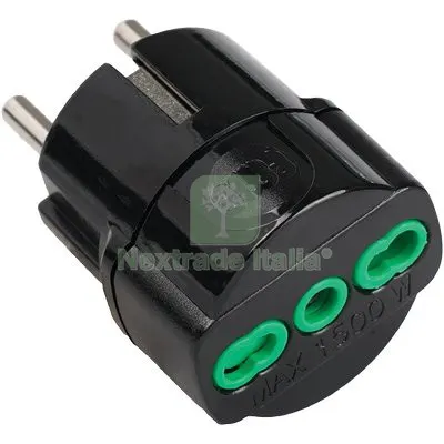 5PZ ADATTATORE SCHUKO-16A BIPASSO FME NERO 2P+T A 16 Colore Nero — Interruttori e prese — rif. FERX.VIR7403160 5PZ ADATTATORE SCHUKO-16A BIPASSO FME NERO 2P+T A 16 Colore Nero — Interruttori e prese — rif. FERX.VIR7403160