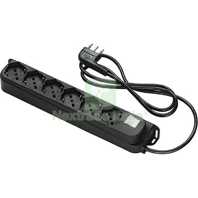 2PZ Multipresa Bipasso Schuko + INT.LUM Retail FME Nero Posti 6 2P+T 16A N°xmmq 3X1,0 MT 1,5 Colore Nero — Interruttori e prese — rif. FERX.VIR7403226