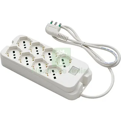 2PZ Multipresa Bipasso Schuko + INT.LUM Retail FME Bianco Posti 8 2P+T 16A N°xmmq 3X1,0 MT 1,5 Colore Bianco — Interruttori e prese — rif. FERX.VIR7403227 2PZ Multipresa Bipasso Schuko + INT.LUM Retail FME Bianco Posti 8 2P+T 16A N°xmmq 3X1,0 MT 1,5 Colore Bianco — Interruttori e prese — rif. FERX.VIR7403227