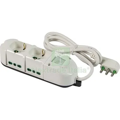 2PZ Multipresa Bipasso + Schuko + INT.LUM Retail FME Bianco Posti 6 2P+T 16A N°xmmq 3X1,0 MT 1,5 — Interruttori e prese — rif. FERX.VIR7403228 2PZ Multipresa Bipasso + Schuko + INT.LUM Retail FME Bianco Posti 6 2P+T 16A N°xmmq 3X1,0 MT 1,5 — Interruttori e prese — rif. FERX.VIR7403228