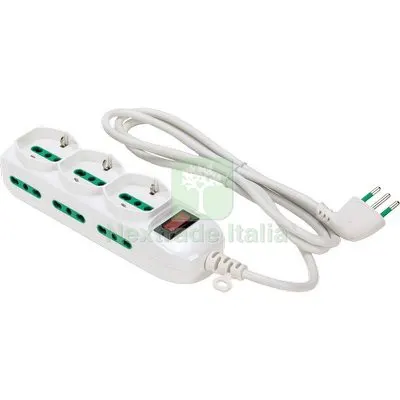 2PZ Multipresa Bipasso Schuko + Termico Triax FME Bianco Posti 9 2P+T 16A N°xmmq 3X0,75 MT 1,5 — Interruttori e prese — rif. FERX.VIR7403242 2PZ Multipresa Bipasso Schuko + Termico Triax FME Bianco Posti 9 2P+T 16A N°xmmq 3X0,75 MT 1,5 — Interruttori e prese — rif. FERX.VIR7403242