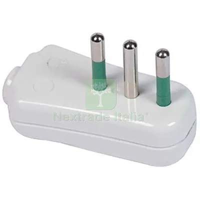 10PZ Spina Mobile Ribassata Garanti Bianco 2P+T 10A a 10 — Interruttori e prese — rif. FERX.VIR7403268 10PZ Spina Mobile Ribassata Garanti Bianco 2P+T 10A a 10 — Interruttori e prese — rif. FERX.VIR7403268