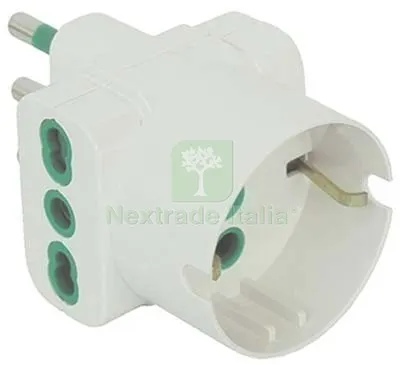 10PZ Adattatore Triplo 16A- 16A Bipasso +SCHUKO Garanti Bianco 2P+T a 16 Colore Nero — Illuminazione — rif. FERX.VIR7403294
