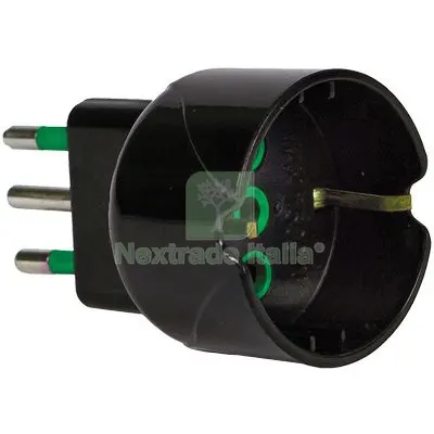10PZ Adattatore Schuko Garanti Nero 2P+T 10A a 10 Colore Nero — Interruttori e prese — rif. FERX.VIR7403298