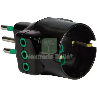 10PZ ADATTATORE TRIPLO 10A-10A+SCHUKO GARANTI NERO 2P+T A 10 Colore Nero — Interruttori e prese — rif. FERX.VIR7403301