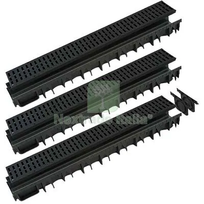 Canaletta + Griglia Kit Plastica CM 13X100 H.CM 5 CF=KT 3 CF=PZ 3 CM 100x13x5 — Cemento, malte e collanti edili — rif. FERX.VIR7403769