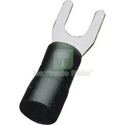 12CF Terminale a Forcella a Stringere Nero x Cavo MMQ 1,5/2,5 Foro MM 6,3 CF=PZ 20 Colore Nero — Illuminazione — rif. FERX.VIR7406458