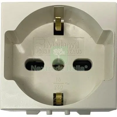 3PZ PRESA SCHUKO + SICUREZZA VENUS MARLANVIL VOLT 250 A 10/16 2P+T Colore Bianco — Interruttori e prese — rif. FERX.VIR7408430