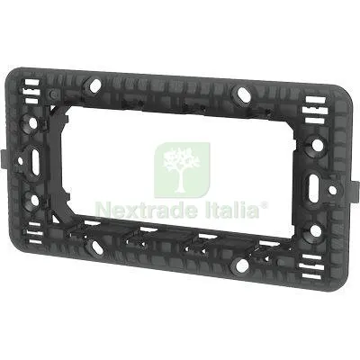 8PZ Supporto Frutti ABM PC Nero Posti 4 — Interruttori e prese — rif. FERX.VIR7409291 8PZ Supporto Frutti ABM PC Nero Posti 4 — Interruttori e prese — rif. FERX.VIR7409291