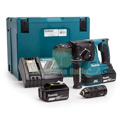 Martello Tassel Scalpell Batteria DHR243RTJ Makita Volt 18X2 AH 5,0 SDS Plus + Valigia Joule 2,0 — Martelli e mazze — rif. FERX.VIR7413241