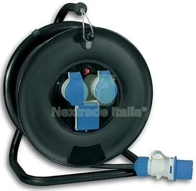 Avvolgicavo Industriale Blu IP44 FME 2P+T 16A X2 N°xmmq 3X2,5 MT 30 — Interruttori e prese — rif. FERX.VIR7420170