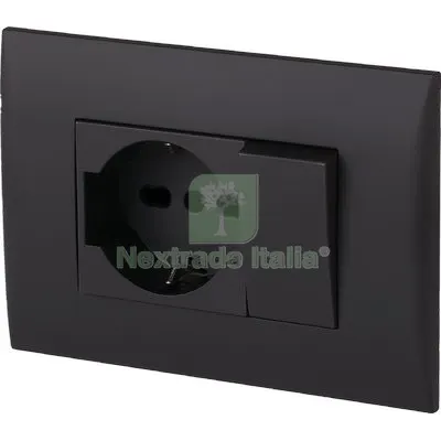 2PZ PLACCA PRECOMPOSTA 2212 ELECTRALINE NERO POSTI 2 DEVIATORE + SCHUKO VOLT 220 A 16 — Rubinetti e valvole — rif. FERX.VIR7420261