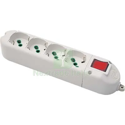 Multipresa - Cavo Bipasso + Schuko + INT.LUM FME Bianco Posti 4 2P+T 16A — Interruttori e prese — rif. FERX.VIR7420299 Multipresa - Cavo Bipasso + Schuko + INT.LUM FME Bianco Posti 4 2P+T 16A — Interruttori e prese — rif. FERX.VIR7420299