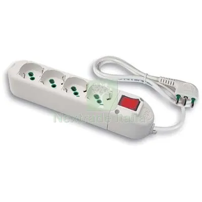 Multipresa Bipasso Schuko + INT.LUM FME Bianco Posti 4 2P+T 16A N°xmmq 3X1,0 MT 1,5 — Interruttori e prese — rif. FERX.VIR7420325