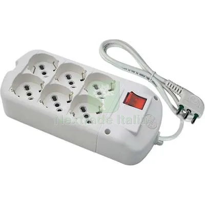 Multipresa Bipasso Schuko + INT.LUM FME Bianco Posti 6 2P+T 16A N°xmmq 3X1,0 MT 1,5 — Interruttori e prese — rif. FERX.VIR7420326